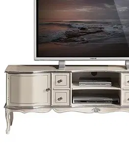 Estila Luxusní rustikální TV stolek Clasica se dvěma poličkami, čtyřmi malými šuplíky a dvěma dvířky 169 cm