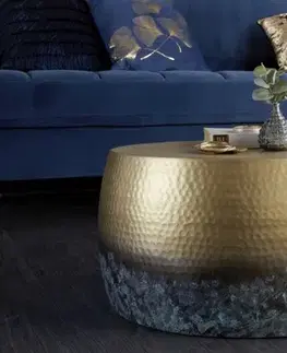 Estila Orientální konferenční stolek Hammerblow Orient kruhového tvaru ve zlaté barvě 60cm