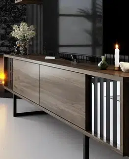 TV stěna / Sestava pod TV Chrome Line - Walnut, Black