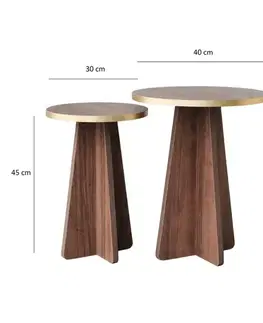 Sada konferenčních stolků Mushroom 2 - Gold, Walnut
