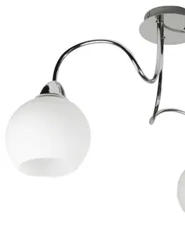 Trojitá chromová stropní lampa s bílými stínidly Nelda
