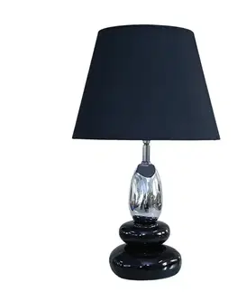 Estila Art deco moderní stolní lampa Caillou s podstavou s designem oblázků v černé barvě se stříbrným detailem 45 cm