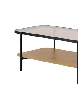 Estila Konferenční stolek Sonny, hnědé sklo/dub, 120 cm