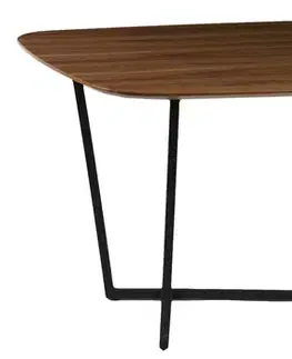 Estila Moderní hnědý jídelní stůl Vidar ve skandinávském stylu v obdélníkovém tvaru s černou kovovou podstavou 160cm