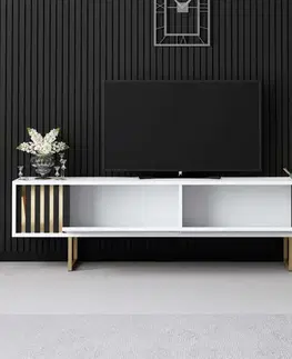 TV stolek Gold Line - White, Gold