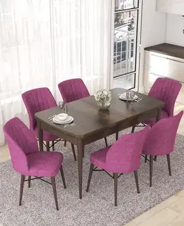Extendable Dining Table & Chairs Set (7 Pieces) Nef - Baroque, Purple
