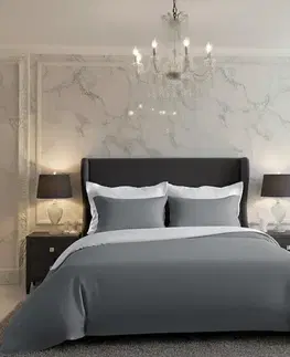 Kvalitex Saténové povlečení Luxury Collection bílá/tmavě šedá, 200 x 200 cm, 2 ks 70 x 90 cm