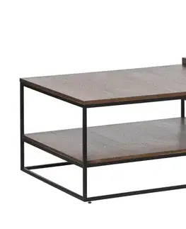 Estila Konferenční stolek Soldo, tmavý dub/černý kov, 120 cm
