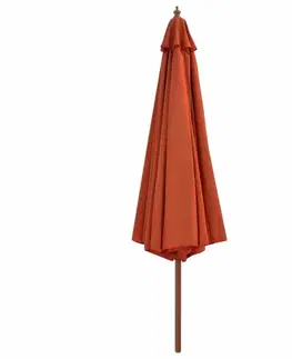Slunečník Ø 350 cm látka / dřevo Dekorhome