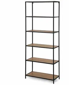 Kovový regál LOFTY Slim Classic Oak, 185 x 77 cm