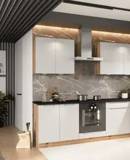 Artstolk Rohová kuchyňská linka ISABEL | 200-260 cm dub artisan/šedá Provedení: s pracovní deskou