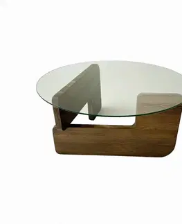 Konferenční stolek Mia - Walnut, Transparent