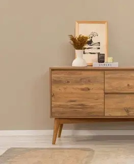 Set s rozkládacím stolem, židlemi a konzolou (6 kusů) Vina 01 0900 - Atlantic Pine, Stone