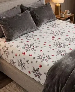 4Home Vánoční prostěradlo mikroflanel Snowflakes, 160 x 200 cm
