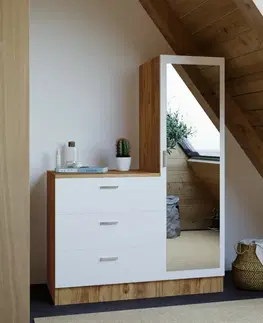 Komoda se zrcadlem Coco White and Atlantic Pine