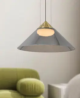 Lampa wisząca Presto 42 szklana złota z kloszem dymionym nad stół GX53