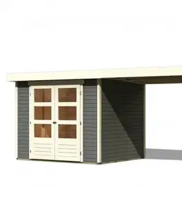 Dřevěný zahradní domek s přístavkem 528 x 238 cm Dekorhome