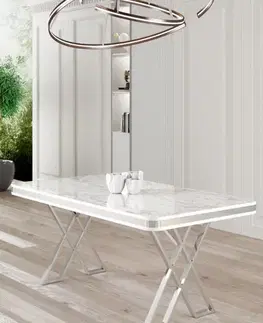 Jídelní stůl Vals - White Marble, Chrome