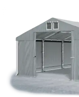 Skladový stan 5x10x2,5m střecha PVC 560g/m2 boky PVC 500g/m2 konstrukce ZIMA PLUS Šedá Šedá Bílá