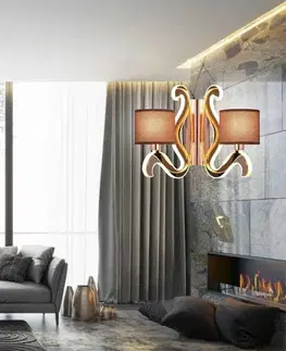 Měděná dvojitá nástěnná lampa E14 LED osvětlovací rameno Ambrosia