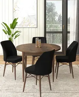 Dining Table & Chairs Set (5 Pieces) Rox - Baroque, Black