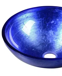 SAPHO MURANO BLU skleněné umyvadlo na desku, průměr 40cm, modrá AL5318-65