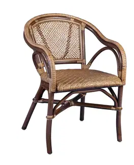 Estila Stylová ratanová jídelní zahradní židle Bistro v hnědé barvě 80 cm