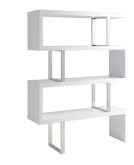 Estila Moderní bílý regál Forma Moderna s chromovým detailem 170cm