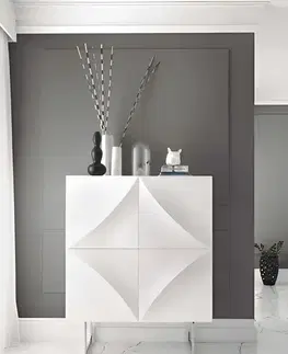 Estila Bílá lesklá moderní barová skříňka VITO 100cm