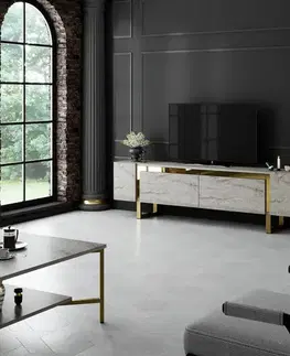 Televizní stolek Yildiz Travertine and Gold