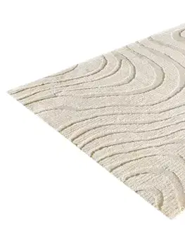 Estila Designový moderní obdélníkový koberec Flow s abstraktním vzorem v krémově béžové barvě 240 cm