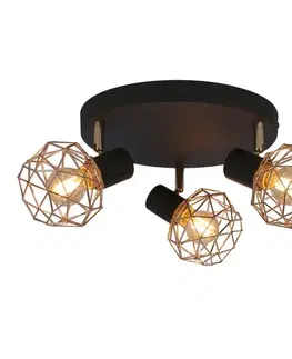 Stropní lampa, černá, měděné stínidlo, Acrobat