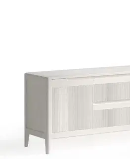 Estila Luxusní art deco masivní obdélníkový TV stolek Tallin se dvěma vroubkovanými dvířky a dvěma zásuvkami 150 cm