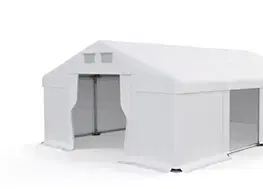 Skladový stan 5x10x2,5m střecha PVC 560g/m2 boky PVC 500g/m2 konstrukce ZIMA PLUS Šedá Zelená Šedá