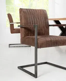 Estila Industriální jídelní židle Imperial hnědá 88cm