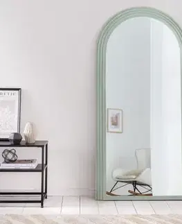 Estila Art deco designové zrcadlo Swan obloukového tvaru s pastelovým zeleným kaskádovým rámem 160cm