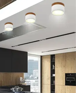 Stropní svítidlo bílé/dřevěné LED 9W trubice