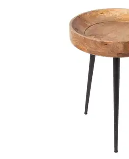Estila Stylový retro kruhový příruční stolek Tamworth I v hnědé barvě 35cm