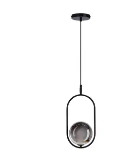 Elegantní závěsná lampa CORDEL - černá s grafitovým kulovým stínidlem - moderní osvětlení do obývacího pokoje a koupelny 1x G9 LED