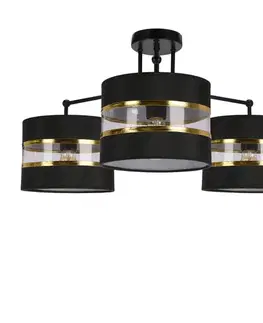 Závěsná lampa Andy černá, e27, stínidlo černé+zlaté