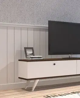TV stolek Paris - White, Walnut