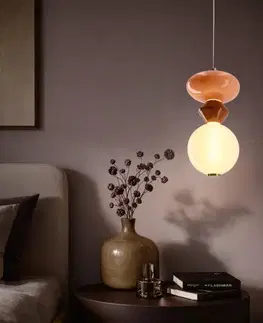FLORES lampa wisząca mosiężny+brązowy+pomarańczowy 10W LED 3000K klosz biały