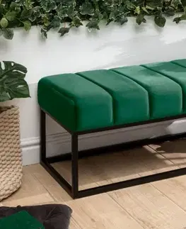Estila Retro stylová lavice Taxil se smaragdových potahem ze sametu 110cm