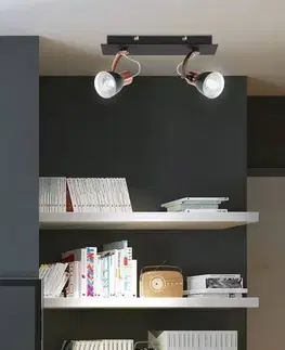 Nástěnná lampa s páskem 2X50W GU10 černá/měděná MARKUS