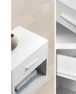 Sada nočních stolků E1081 WT, bílá, 2 ks