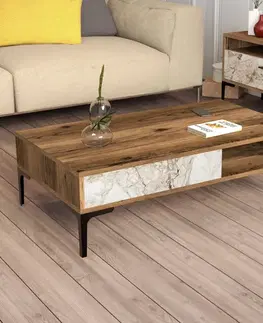 Konferenční stolek Istanbul - Walnut, White Marble