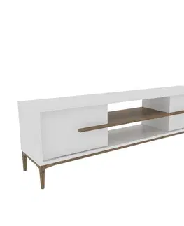 TV stolek Eslem - White, Walnut
