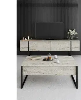 Konferenční stolek Luxe Travertine and Black
