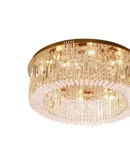 Stropní lampa MARANGA, plafond zlatý, 10x10W E14, bezbarvé krystaly