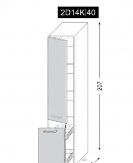 ArtExt Kuchyňská skříňka vysoká ESSEN | 2D14K 40 s cargo košem Barva korpusu: Lava